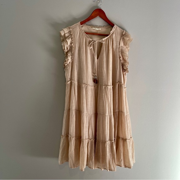 Indigo Rose Beige Sleeveless Tiered Boho Dress Size 2X - Picture 1 of 8